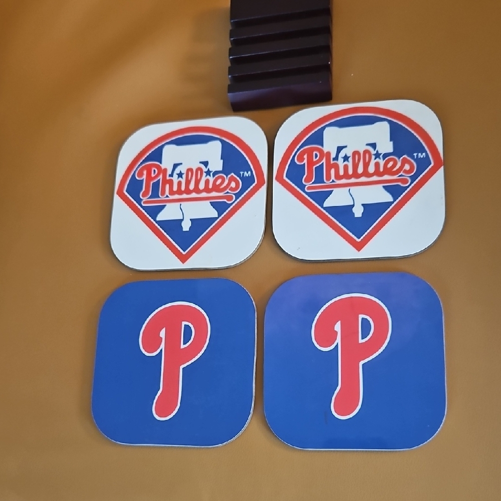 Philadelphia Phillies Coaster Set with Holder.